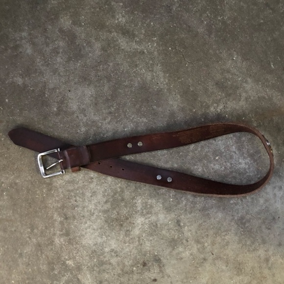 Zep-Pro Auburn Full Grain Leather Belt with Silver Metal AU Conchos Size L - Picture 5 of 6